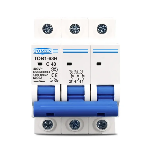 3P AC MCB TOB1-63 C type 230/400V~ 50HZ/60HZ Mini Circuit breaker 3A 6A 10A 16A 20A 25A 32A 40A 50A 63A - Image 3