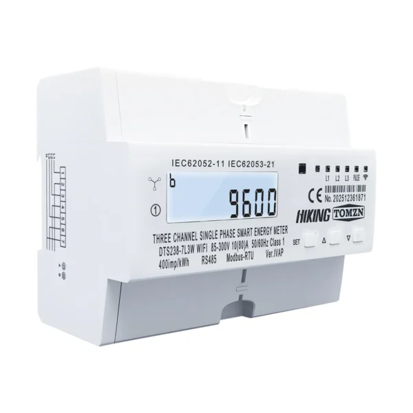 TOMZN WIFI Three Circuit Single Phase Energy Meter DTS238-7L3W 10(80)A 85-300V 50/60Hz kWh Watt Hour LCD RS485 Modbus-RTU Class1 - Image 5