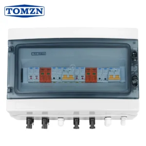 Solar photovoltaic PV Combiner Box With Lightning Protection 4 input 2 out DC 600V Fuse MCB SPD Waterproof Box IP65 18ways