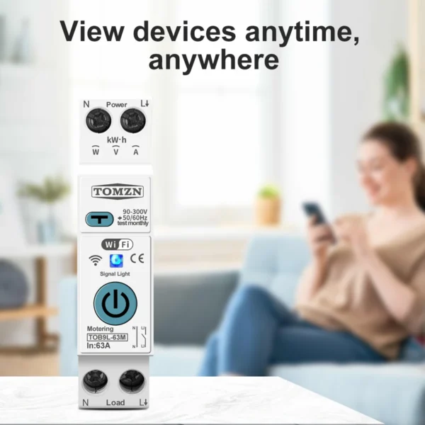 TUYA SMARTLIFE 63A TOMZN WIFI Smart Switch Energy Meter Metering Circuit Breaker voltage current leakage protection Relay MCB - Image 5