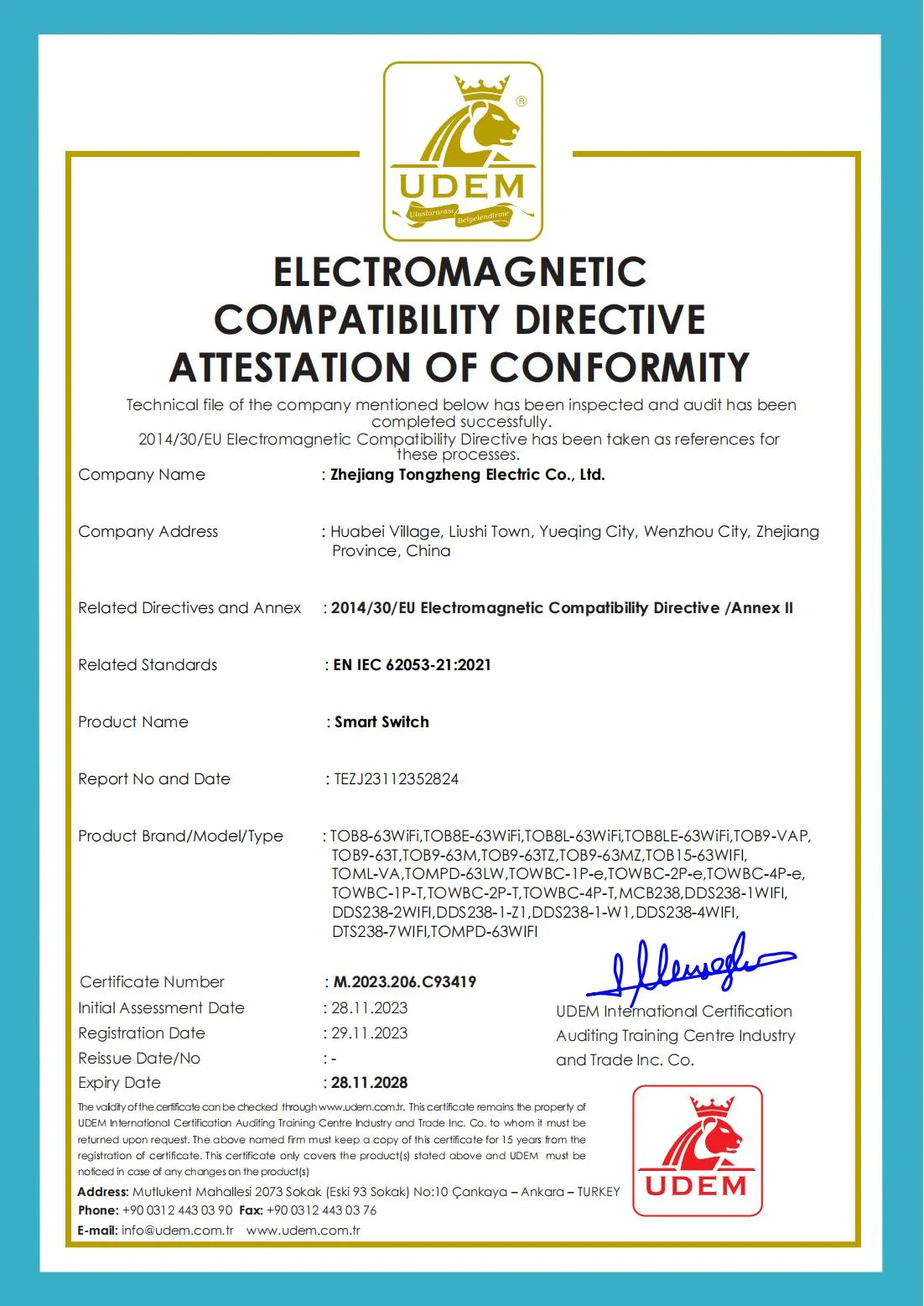 Smart switch CE certificate