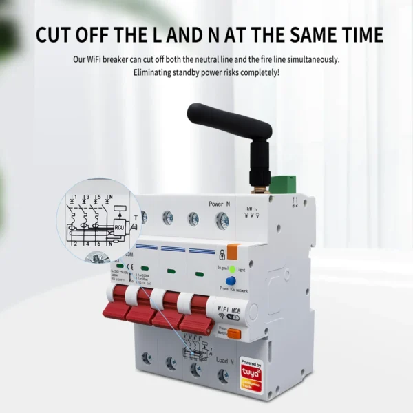 TOB1S 2P 4P 230V 63A RS485 WIFI TUYA Smartlife Leakage OVP UVP OCP Din Rail L+N RCBO Circuit Breaker Temperature V-A-Hz Display - Image 5