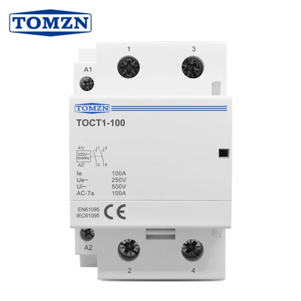 TOCT1 2P 100A 2NO 230VAC 50/60Hz Din Rail Household AC Modular Contactor