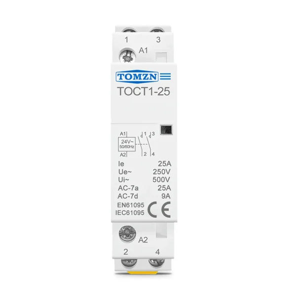 TOCT1 2P 25A 24VAC 50/60Hz Din Rail Household AC Modular Contactor 2NO or 1NO 1NC - Image 6