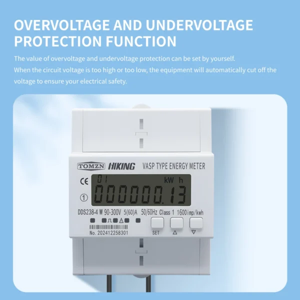 TOMZN 90-300VAC 60A Single Phase Energy Meter Kwh Monitoring Timer with voltage current action power protection Bi-directional - Image 2