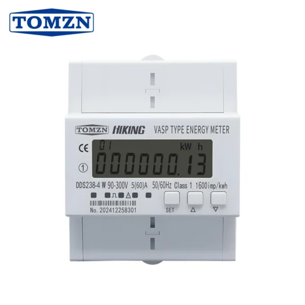 TOMZN 90-300VAC 60A Single Phase Energy Meter Kwh Monitoring Timer with voltage current action power protection Bi-directional