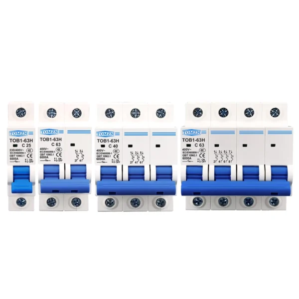 TOMZN AC MCB TOB1-63H C curve 230/400V~ 50HZ/60HZ Mini Circuit breaker 1P 2P 3P 4P 3A 6A 10A 16A 20A 25A 32A 40A 50A 63A - Image 6