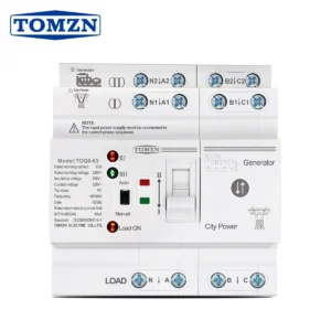 TOMZN Din Rail ATS L N 220V Small Dual Power Automatic Transfer Electrical Selector Switches Uninterrupted 4P 63A TOQ6