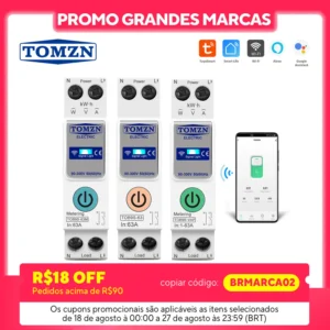 TUYA smartlife 1- 63A TOMZN 1P+N WIFI Smart Switch Energy Meter Kwh Metering Monitoring Circuit Breaker Timer Relay MCB