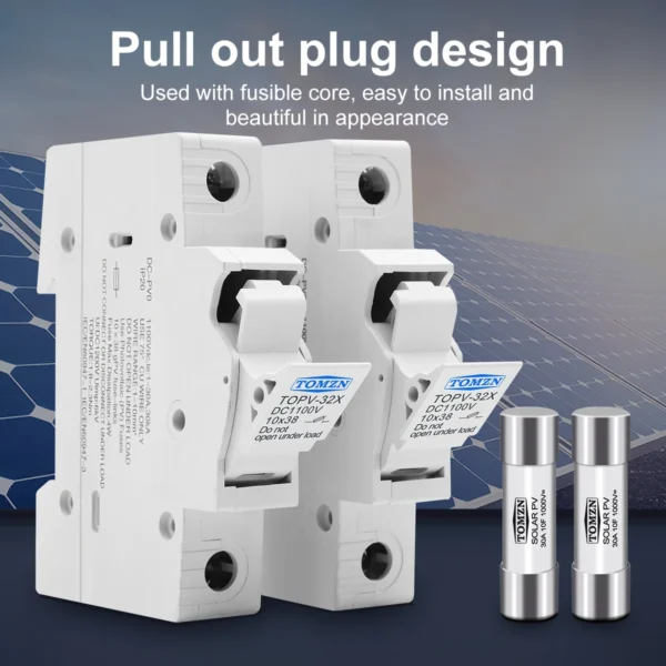one set DC Fuse Holder 10*38mm High Voltage Solar PV 1100V TOMZN TOPV-30 Base Photovoltaic System Protection Protector gpV - Image 2