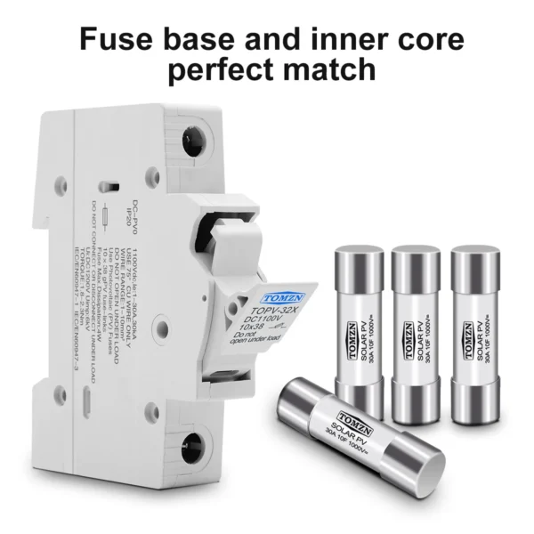 one set DC Fuse Holder 10*38mm High Voltage Solar PV 1100V TOMZN TOPV-30 Base Photovoltaic System Protection Protector gpV - Image 4