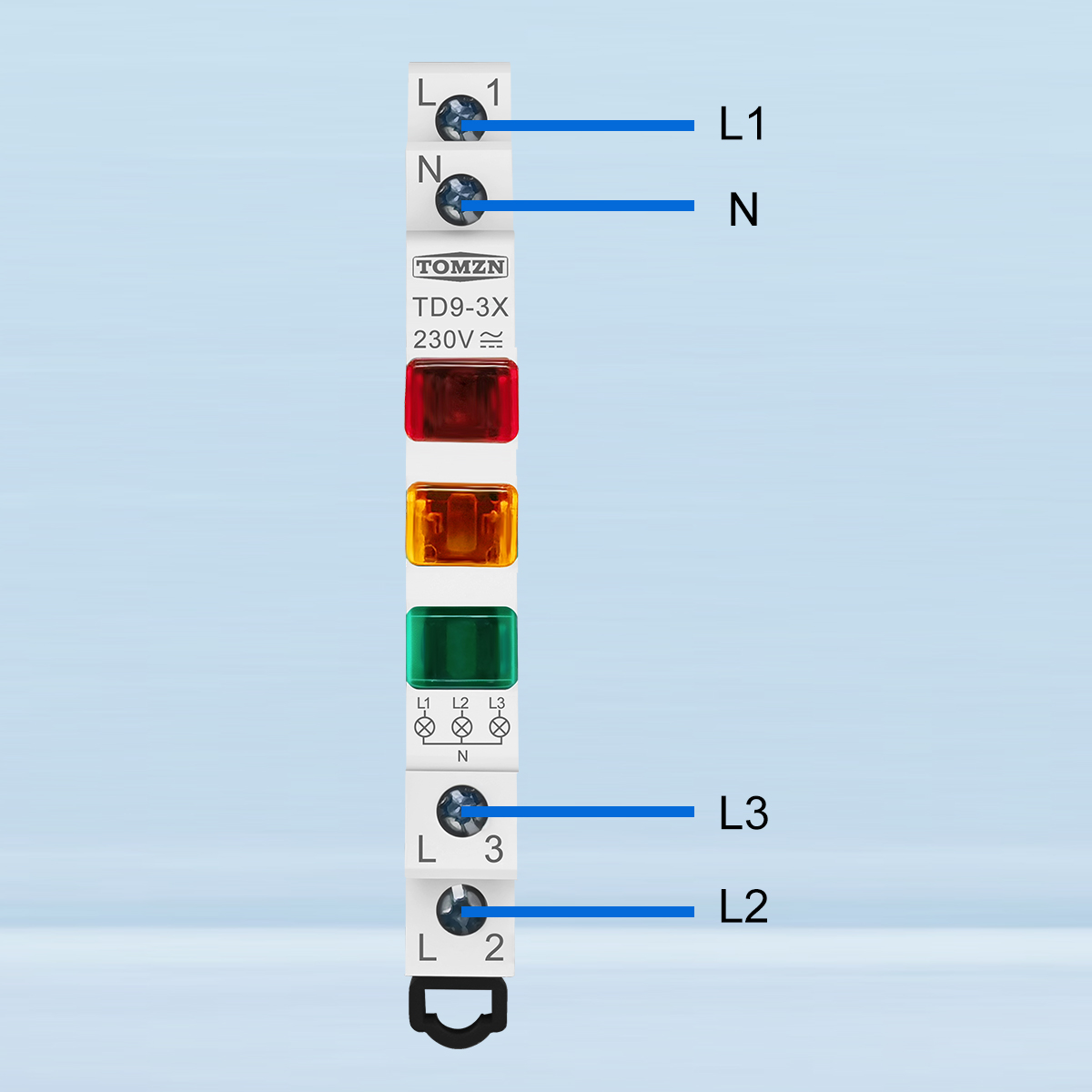 TOMZN TD9-3X Led light 230V AC/DC 9mm Red Yellow Green Three Phase Signal warning light din indicator lamp Equipment alarm - Image 2