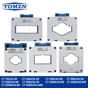 Трансформатор тока TOMZN 75/5A 2000/5A 1:400 1:15 CT 75A 100A 150A 200A 250A 1000A 1500A 2000A Заводская цена Герметичный шинный тип