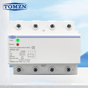 DIN Rail Overvoltage And Under Voltage Protector 400VAC 100A Three-phase Relay Auto-recovery Voltage Protective Device 50Hz 60Hz