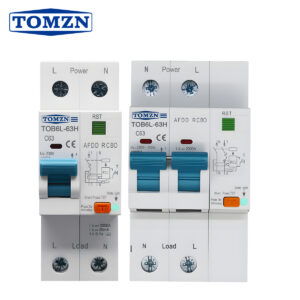 TOMZN 2P AC230V 63A AFDD RCBO C Curve AC Type 35MM DIN Rail Short-circuit Overload Fault Arc Protection 6kA Circuit Breaker MCB