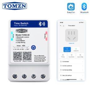 TOS6-40 Bluetooth Time Control Switch 35mm DIN Rail Wall-mounted Timing Countdown Loop Timing AC85-265V 40A tomzn official