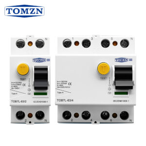 TOMZN Electromagnetic RCCB Residual Current Circuit Breaker A/AC/B/F Type 2P 4P 40A 63A 30mA 100mA 300mA Anti-electric Shock