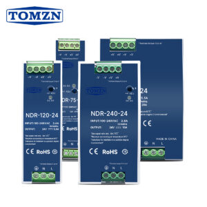 TOMZN DIN Rail NDR-75W 120W 240W 480W AC to DC Switching Power Supply Input AC100-240V Output DC12V 24V Adjustable 50Hz 60Hz