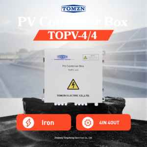 TOMZN 4-String Pre-wired Solar PV Combiner Box1000V DC with MCB Fuse3P SPD IP65 Outdoor Waterproof Metal Enclosure All-in-One