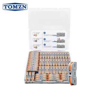 TOMZN 60PCS Konektè Fil Levier Modilè ki Enkache Ansanm Nenpòt Fason 600V 32A Blòk Tèminal Transparan pou 12AWG 4mm² BV BVR RV